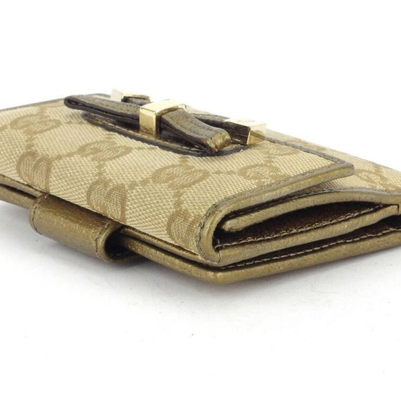 Gucci W hook purse GG pattern beige canvas �~ leather Auth used T16916 - Picture 3 of 8